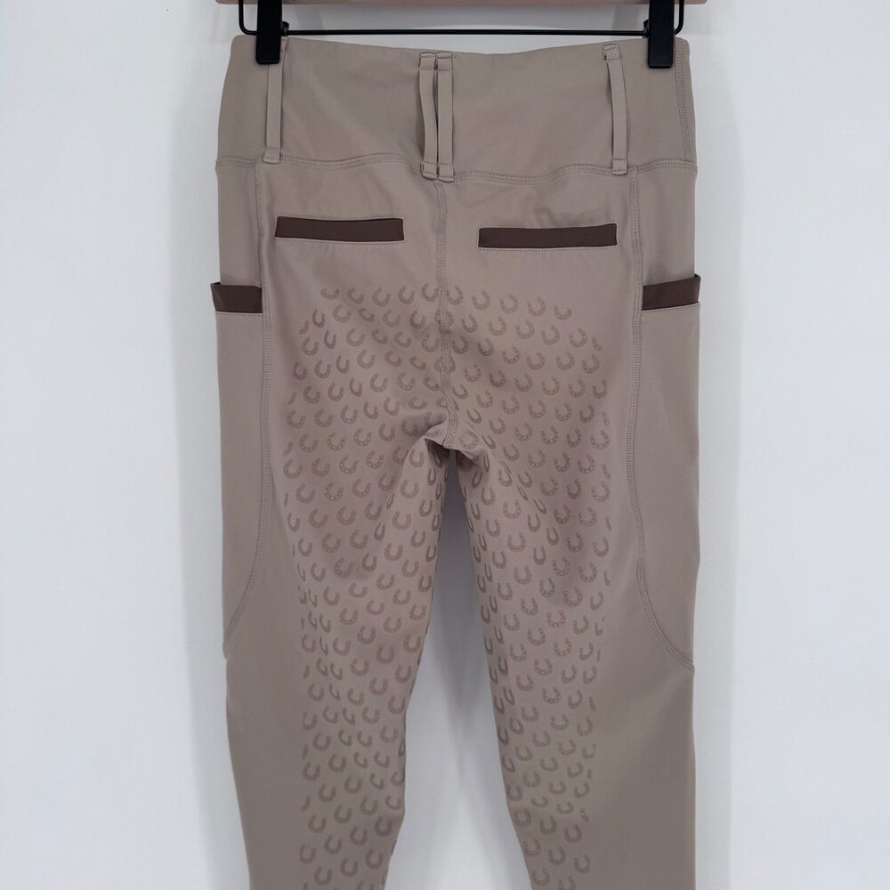Girls FITST4 Equestrian Riding Breeches Leggings Tan Knee Grip XL - Picture 3 of 9